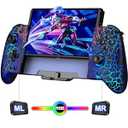 Switch Controllers for Nintendo Switch/OLED,Hall Effect Switch Wireless Joypad Controller,One-Piece Ergonomic Controller for Handheld Mode,Switch Accessories Remote with RGB/Battery/Turbo/Mapping