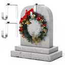Blulu 7'' to 11'' Metal Headstone Wreath Hanger Christmas Memorial Day Adjustable Flower Wreath Holder Stands Gravestone Marker Cemetery Tombstone Saddles(2 Pcs)