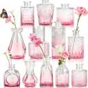 Der Rose Pink Vases Set of 12, Small Bud Vases for Flowers, Rustic Wedding Centerpieces and Home Decor