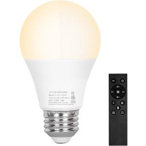 A19 LED Light Bulbs, E26 Dimmable Bulb with Remote Control, Warm White 2700k-6000K, 35000+ Hours Lifespan, Edison Dimmable LED Bulb for Floor Lamp, Desk Lamp, Pendant Light