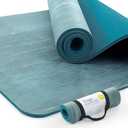 UMINEUX Extra Thick Yoga Mat, 2/5 Inch (10MM), Natural Rubber and TPE Non Slip Yoga Mats with Strap for Women Men, Eco Friendly Exercise Mat for Yoga, Pilates and Home Workout (Pagoda Blue)