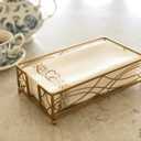 Antique Gold Elegant Sturdy Guest Napkin Holder | Premium Disposable Paper Hand Towel Storage Tray Caddy | Classic Brass Vintage Bronze | Bathroom Kitchen Dining Table Wedding Party Dcor