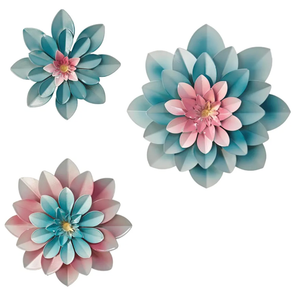 FTIJKLYE Metal Flower Wall Art,Floral wall decor Multiple Layer Decor for Indoor Outdoor Home Bedroom Living Room Office Garden(colorful)
