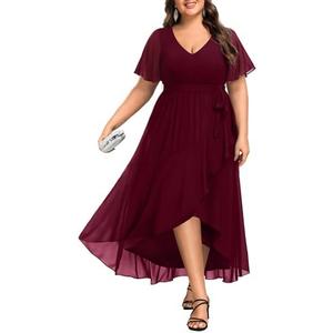 Talisea Womens Plus Size Long Dress Chiffon High Low Split Ruffle Evening Bridesmaid Wedding Guest Formal Maxi Dresses 24 W