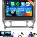 [8 CORE 4G+64G] Car Radio for Chevrolet Silverado/GMC Sierra 2014-2018 with Wireless Carplay/Android Auto, 10.1 Inch Android 13 Car Stereo, Bluetooth, GPS, WiFi, SWC, Backup Camera