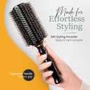 Boar Bristle Round Brush for Blow Out Set by Belula. Round Hair Brush For Blow Drying. Medium 2.4 Wooden Barrel. Hairbrush Ideal to Add Volume and Body. Free 3 x Hair Clips & Travel Bag