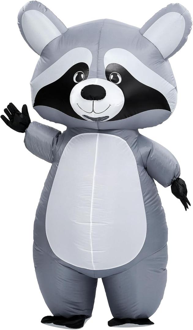 Soulchen Inflatable Raccoon Costume for Adult Halloween Full Body Blow up Raccoon Costumes for Men Women Funny Animals Themed Cosplay Party