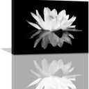 3 x Black and White Wall Art for bathroom Lotus Flower Canvas Wall Pictures Simple Life Floral Blossom Pictures Prints on Canvas Wall Decoration for Bedroom Dorm Decorations for College Girls 12x16inch