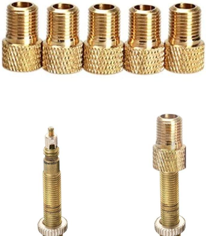 Presta to Schrader Valve Adapter for Bike, Inflate Presta Valve Tire with Air Compressor or Regular Bike Pump Brass, 5 Pieces