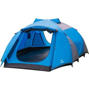 Camping Tent 3-4 Person, Waterproof Family Dome Tent with Removable Rainfly, Dual Two-Way Entry Doors & Mesh Windows, Portable Outdoor Tents for Camping, 10.66 ft W x 7.22 ft D x 4.10 ft H