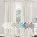 H.VERSAILTEX Linen Blend Curtains Linen Curtains Semi Sheer Curtain Panels 95 Inches Long Natural Linen Curtains for Living Room Rod Pocket Bedroom Light Filtering Draperies, 2 Panels, Ivory 52 W x 95 L