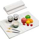Stone Drying Mat, Quick Drying Fast Absorbent Non-Slip kitchen Dish Drying Mats, Foldable Diatomaceous Earth Mats for Dishes Cups,Match Any Countertop (PU Leather)