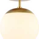 Globe Semi Flush Mount Ceiling Light Fixture Globe Ceiling Light Milk Glass Matte Gold Finish Contemporary Mid Century Modern Lighting for Hallway Living Room Kitchen (Gold 8) (White)