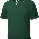 Men's Summer Knit Polo Short Sleeve V-Neck Collared Golf Shirt (Black, L)