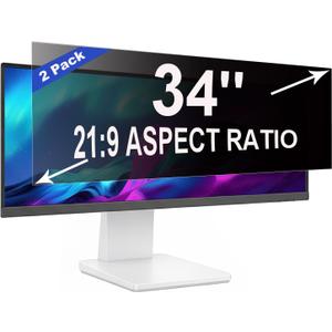 2 Pack Privacy Screen for 34 Inch 21:9 (79.8x34cm) Computer Monitor - Blue Light Filter & Anti-Glare, Removable Screen Privacy Shield | PC Protector Film for Flat and Curved Screens