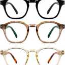 Hubeye 3 Packs Reading Glasses for Women Blue Light Blocking Reader, Anti UV Readers for Women Computer Eyeglasses（Black+Brown+Green，+3.5）