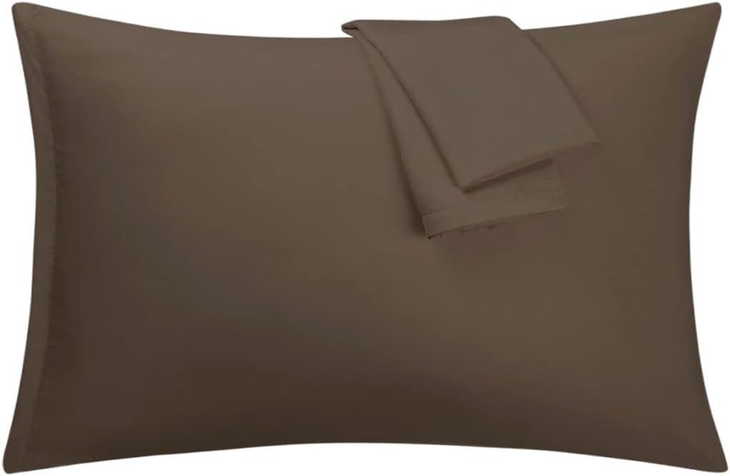uxcell 2 Pack Pillow Cases Soft 1800 Series Microfiber Pillowcases Set with Zipper Standard(20"x26") Brown