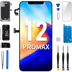 for iPhone 12 Pro Max Screen Replacement 6.7" with Ear Speaker Proximity Sensor 3D Touch LCD Display Digitizer Full Assembly Front Earpiece Repair Kits Glass Fix Tools A2342 A2410 A2411 A2412