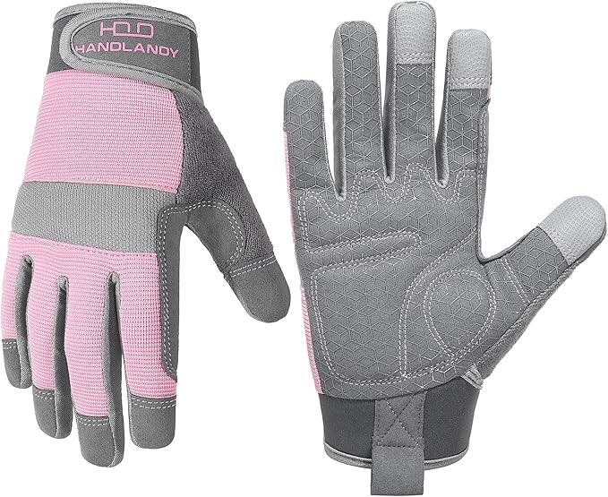 Women Safety Work Gloves Utility Touch Screen Working Grip Glove for Yardwork Gardening Breathable Mechanic Gloves, Medium