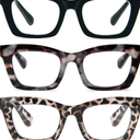 Style Reading Glasses for Women, Blue Light Blocking Cute Oversized Square Computer Readers Spring Hinge