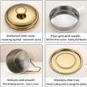 Berglander Gold Bacon Grease Container With Strainer 47oz/1.4L, Titanium Golden Plating Stainless Steel Oil Storage Container with Fine Mesh Strainer Dust-proof for Storing Frying Oil and Cooking Fat