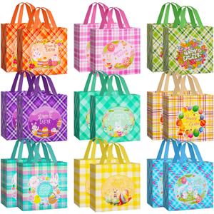 18Pcs Easter Gift Bags Reusable Easter Egg Hunt Bags with Handles for kids,Non-Woven Easter Bags for Easter Baskets, Egg Hunt Game, Easter Party,8.37.95.9inch