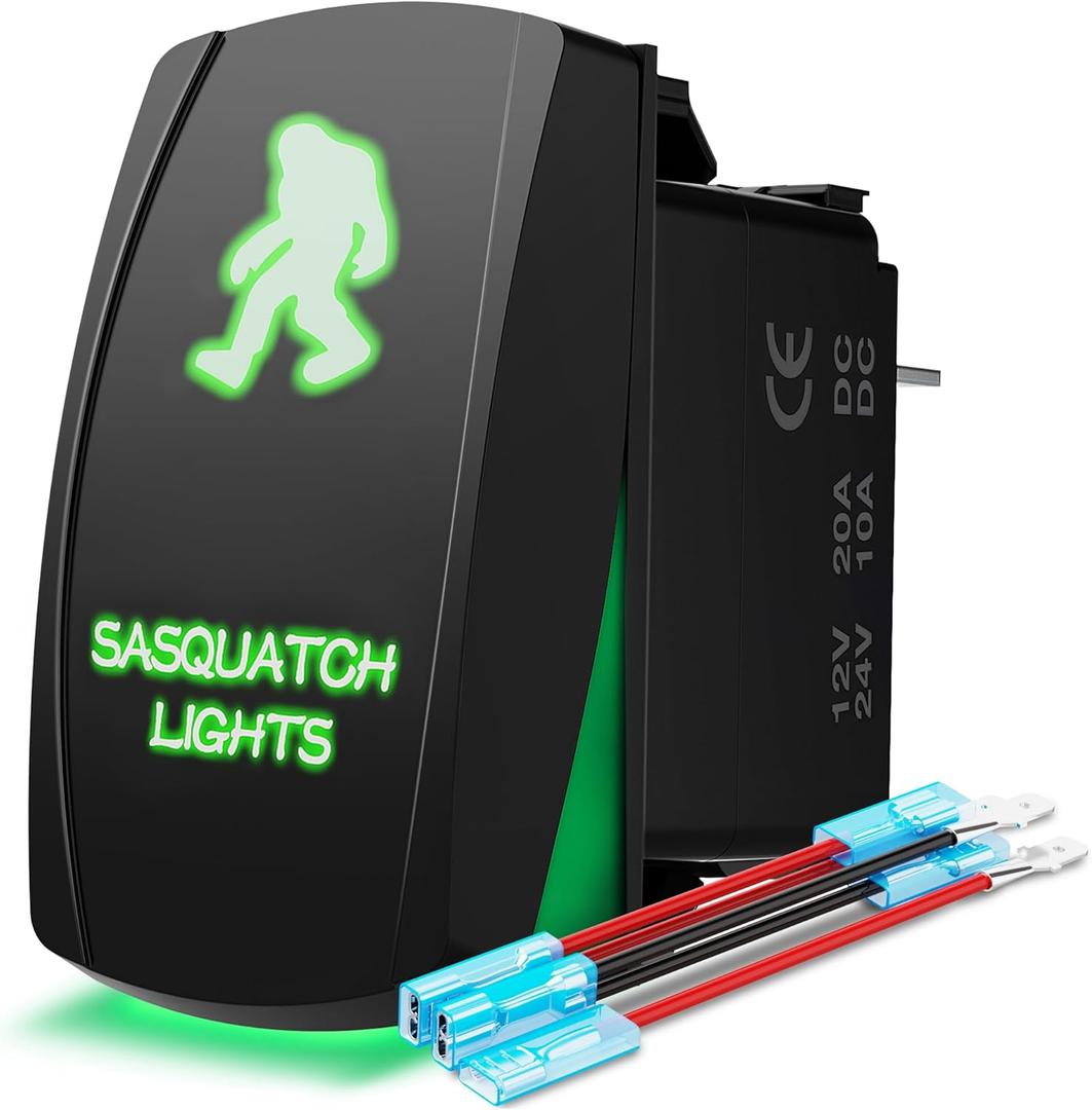 MICTUNING 5pin BIGFOOT Rocker Switch ON-OFF LED Light 20A 12V Green