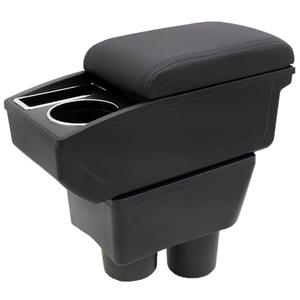 Car Armrest Box for Nissan Almera Versa 2012-2019 Auto Accessories Center Console Leather Arm Rest Double-Layer Storage Space with Cup Holder (Black Thread)