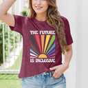 Pride Shirts for Women The Future is Inclusive Shirt Rainbow Graphic T-Shirt Gay Pride Short Sleeve Tops (S)