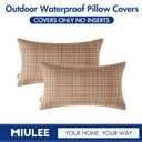 MIULEE Outdoor Waterproof Throw Pillow Covers Decorative Farmhouse Water Resistant Cushion Covers for Tent Patio Garden Couch Sofa Pack of 2, 12x20 Inch Beige