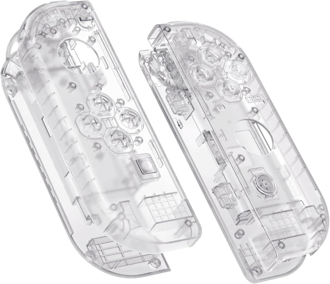eXtremeRate DIY Replacement Shell Buttons for Nintendo Switch & Switch OLED, Transparent Clear Custom Housing Case with Full Set Button for Joycon Handheld Controller - Console Shell NOT Included