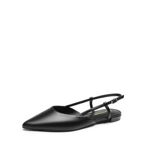 DREAM PAIRS Slingback Flats for Women, Pointed-Toe Elegant Women's Ballet Flats with Buckle Strap, Classic Low Heel Dress Shoes for Casual Work Office Party,Size 8,All Black-Pu,DWUMFA2504, 7.5