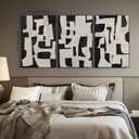 Zessonic Abstract Black and White Wall Art Edgy Blocks Framed Geometry Canvas Print Modern Contemporary Artwork for Living Room, Bedroom, Office Decor - Set of 3, 24x36 Inch (Ready to Hang), 24" x 36" x 3 Panels Framed