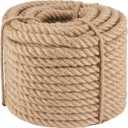 Twisted Manila Rope 3/4 in x 50 ft Natural Jute Ropes Thick Hemp Rope for Railing Docks Tug of War Decorating Crafts Nautical Landscaping Swing Hammock