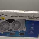 Comfort Zone Window Fan for Bedroom, 9 inch 3 Speed Dual Fans with Auto-Locking Expanders, 3 Modes (Cool, Circulate, Exhaust), Remote Control, Fabric Cover plus Bug Screen, White, 9" Twin Window Fan W/ Remote