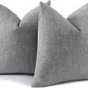 decorUhome Christmas Chenille Decorative Throw Pillow Covers 18x18 Set of 2, Farmhouse Textured Square Neutral Solid Accent Pillow Covers for Couch Sofa Bed Living Room Home Decor, Grey
