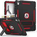 Grifobes Case for iPad Air 13-inch (M4/M3/M2) 2026/2025/2024, Heavy Duty Shockproof Rugged Protective Cover with Pencil Holder/Built-in Stand for i Pad Air 13" (Black/Red)