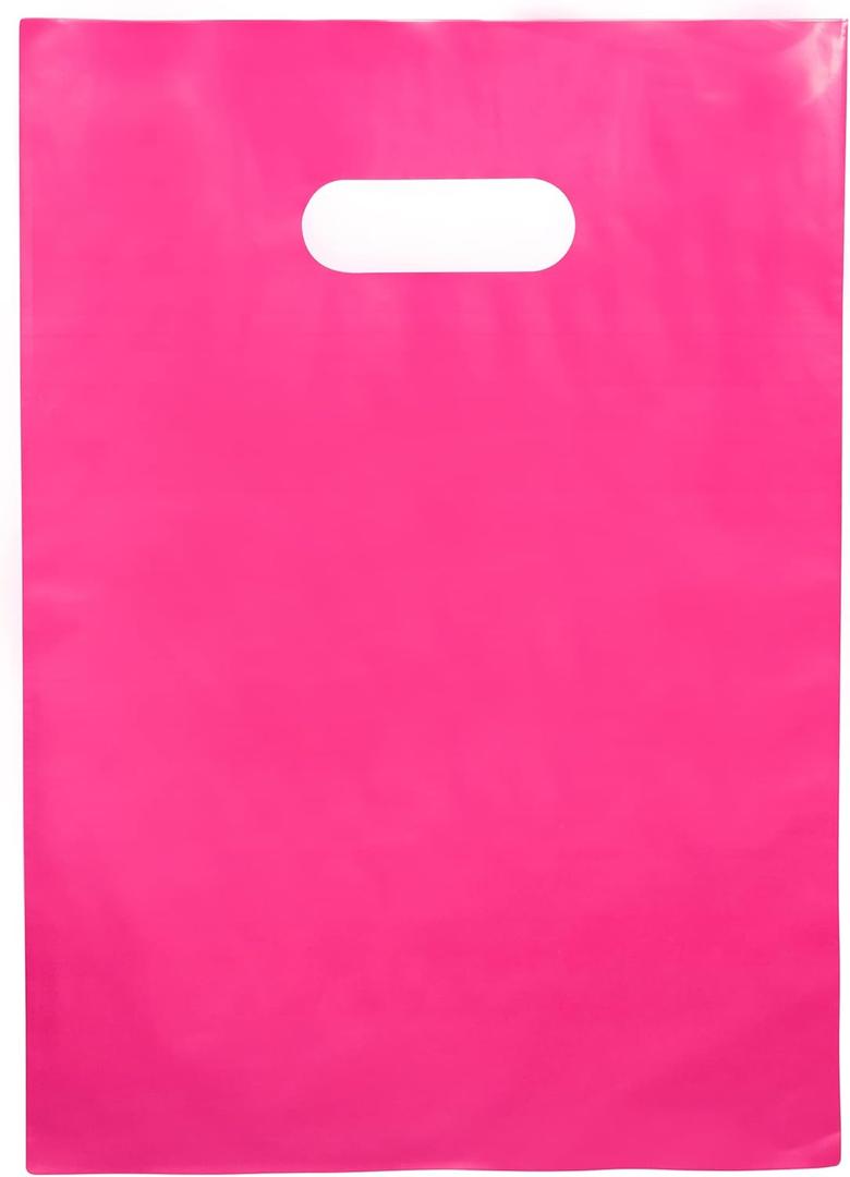 Merchandise Bags Pink Color 100 Count 9"x12" Size 1.5Mil Thick With Handles