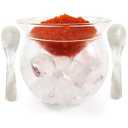 Caviar Serving Set, Glass Chiller Dish with 2 Pcs Caviar Spoons | Caviar Bowl with Ice Holder, 2 Mother of Pearl Spoons, Great for Home, Restaurants, Gourmet and Parties, Dishwasher Safe