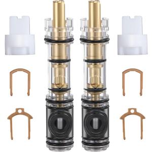 Enhon 2 Pack Dual Seal Cartridge Replacement Compatible with Moen 1225 1225B, One Handle Kitchen and Bathroom Faucet Cartridge Fits Single Handle Faucet/Showers, Brass