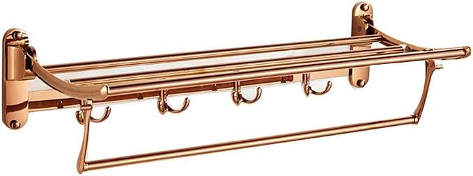 Towel Holder, Silver Rose Gold Bath Gold Bathroom Bathroom Hardware Pendant Rack Gold-Plated Folding(B), 23.5in