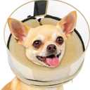Soft Inflatable Dog Cone for Surgery Recovery, Protective Dog Donut Collar with Shield to Stop Licking Wounds, 2-in-1 Patented Comfort Blow-Up Collar for Small Pets, Chihuahua (Khaki, S) (S (Neck: 5"-8"))