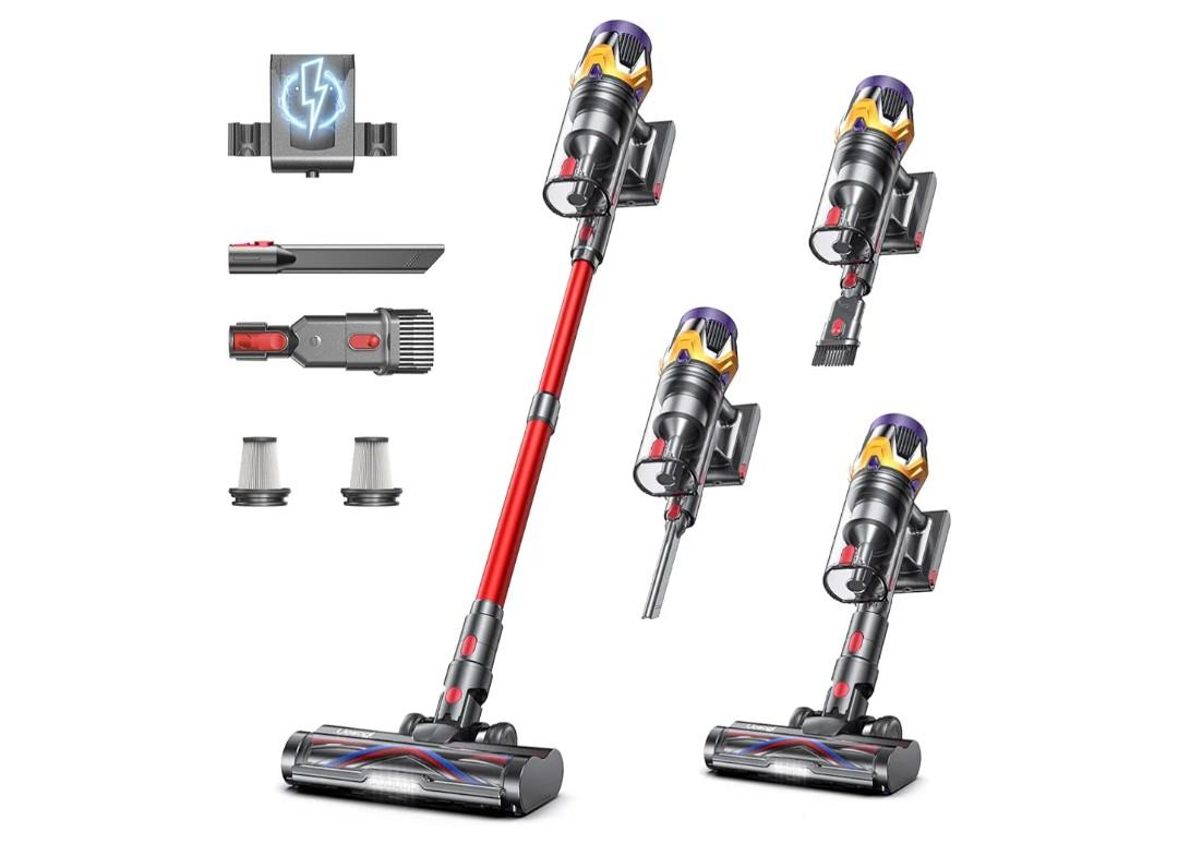 Cordless Vacuum Cleaner, Upgraded 55KPA 650W 70Mins Stick Vacuum with Hurricane Mode, Self-Standing, Touch Screen, 1.8L Dust Cup, Anti-tangle Wireless Vacumm, Vacuum Cleaners for Home/Pet Hair/Carpets