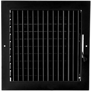 10"w X 10"h Adjustable AIR Supply Diffuser - HVAC Vent Cover Sidewall or Ceiling - Grille Register - High Airflow - Black [Outer Dimensions: 11.75"w X 11.75"h]