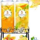 Honeydak 2 Pack 3 Gallon Glass Beverage Dispenser with Stand and Spigot Leakproof Glass Drink Beverage Storage for Valentine's Day Parties Mason Jar Dispenser with Lids
