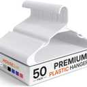 HOUSE DAY Plastic Hangers 50 Pack - White Clothes Hangers with Non-Slip Shoulder Grooves, Durable and Sturdy Coat Hanger, Space Saving Slim Design Perfect for Closet Organizers and Storage