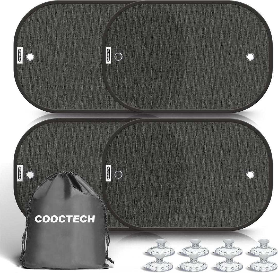 Car Shades for Side Windows 19"x12"(4 Pack),Sun Shade for Car Window with 8 Suction Cups,Window Shades Can Blocks 99.98% UVR,Window Shade for Baby,Glare Shield Protection