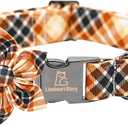 Lionheart glory Dog Collar with Flower Fall Dog Collars Halloween Plaid Dog Collar Flower Female Male Pet Collar Dogs Collar Flowers Duty Adjustable Dog Flower Collars for Large Dogs (Large (Pack of 1)