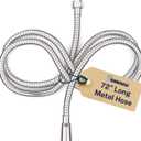 HammerHead Showers Solid Metal Shower Hose Attachment for Showerhead, Extra-Long 72-Inch Universal Replacement Hose for Hand held Shower, Chrome