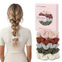 Scrunchies Cotton Hair Scrunchies for Women No Crease Hair Ties Thick Curly Hair Ideal for Workouts Sports Everyday Wear - Multicolor (Red/Pink/Grey/Green/White)